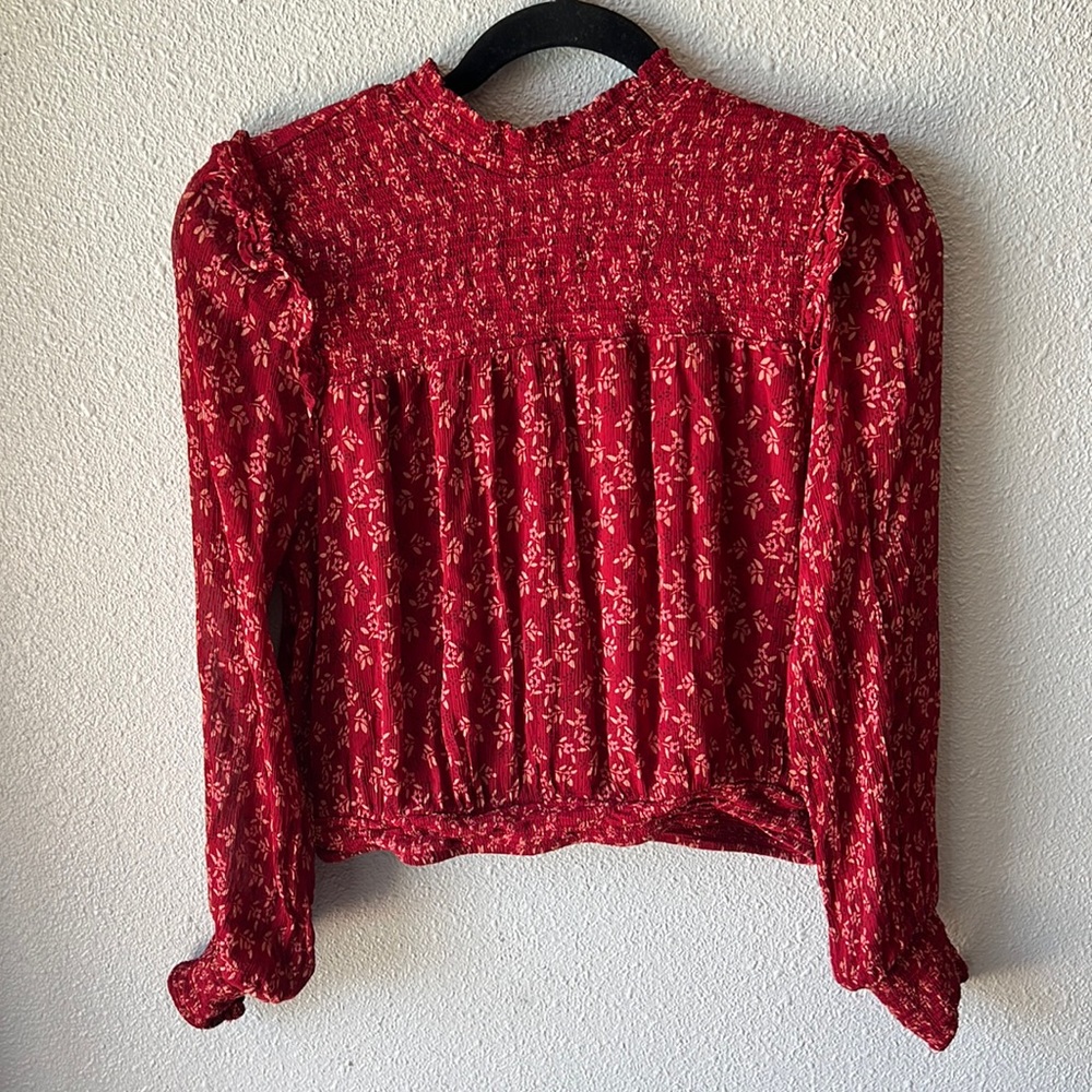Free People Roma Blouse in Red Size Small